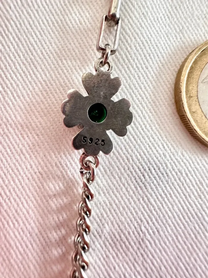 Collier en argent 925 avec pierre verte – design mixte - photo numéro 2