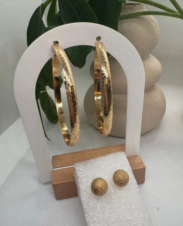 Lot boucle d'oreille creole et perle