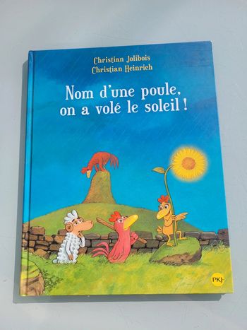 Livre grand format couverture rigide : Nom d'une poule, on a volé le soleil!