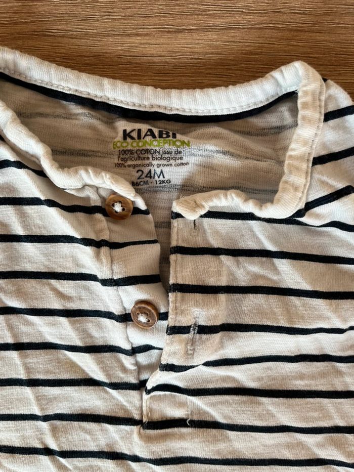 T shirt manches courtes rayé bleu et blanc Kiabi - photo numéro 2