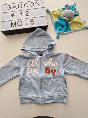 Veste zippé bleu ciel 12m