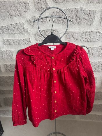 Blouse chemise fille 8 ans verbaudet rouge manches longues