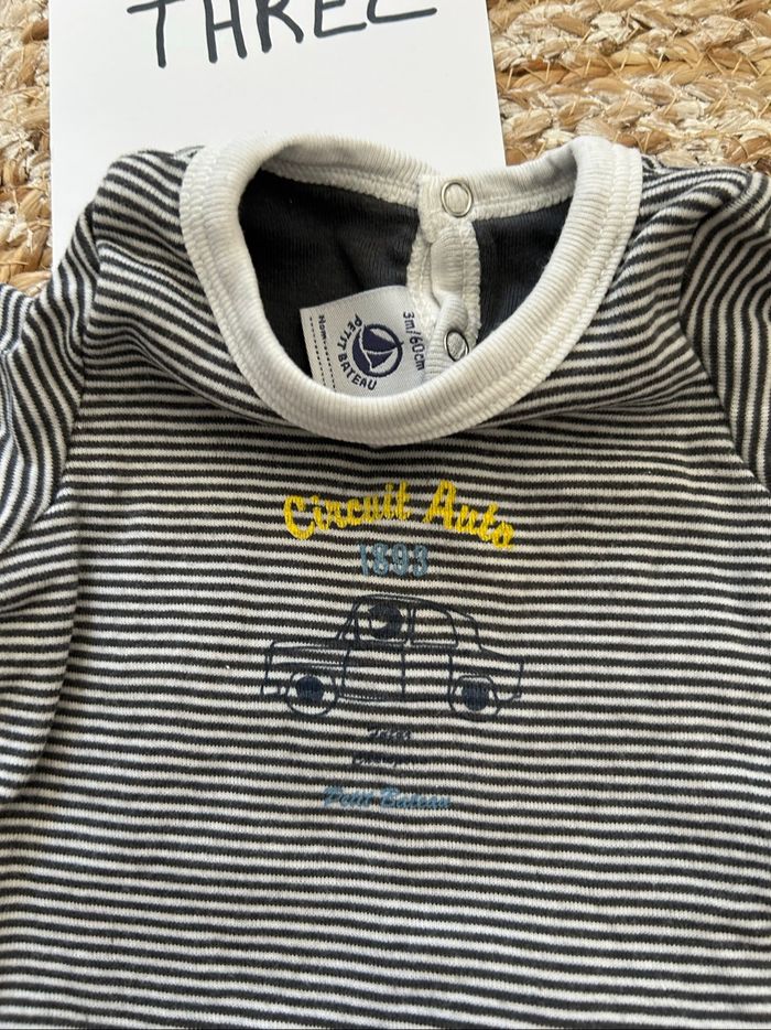 Bodies tee-shirt 2 en 1 rayé bleu marine petit bateau - photo numéro 2