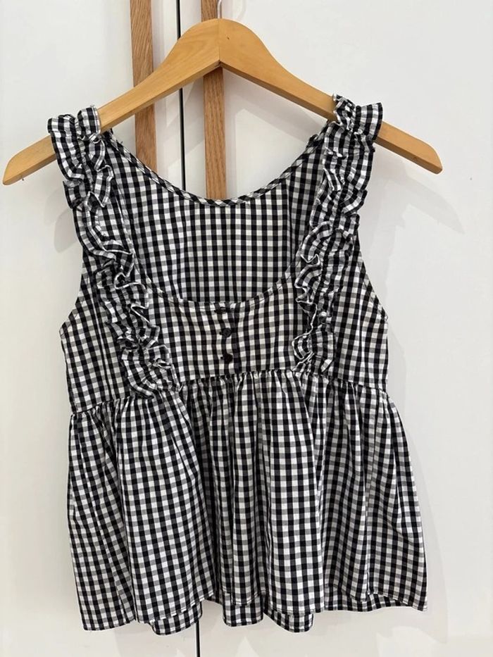 Camisa vichy espalda descubierta Peplum