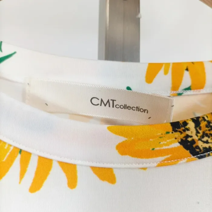 Débardeur blanc imprimé tournesols CMT Collection dos nageur léger été taille M femme A1102 - photo numéro 5