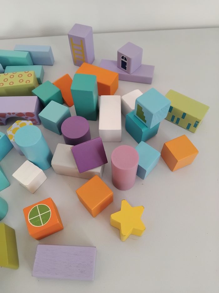 Blocs de Construction en Bois colorés  70 Pièces - photo numéro 4