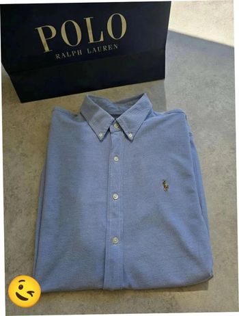 Chemise Ralph Lauren manche longue Taille L bleu Homme Men CHE30