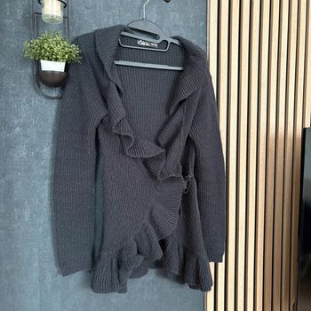 Gilet long gris foncé Cache Cache – Taille 1, à volant