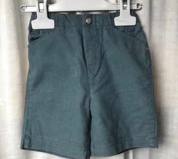 Short coton lin bleu Petrol 6 mois Obaibi