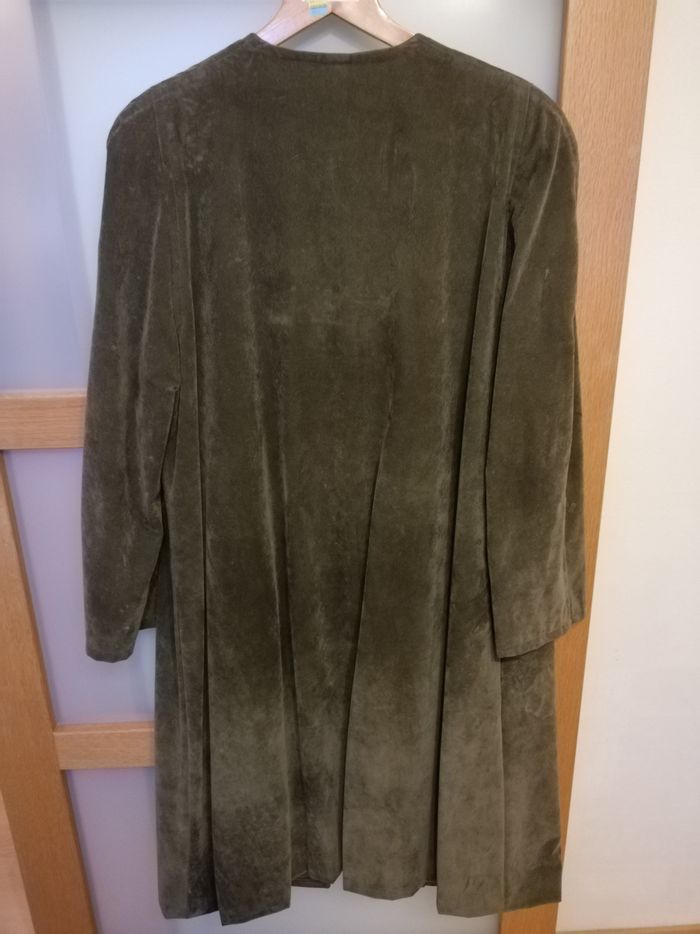 Manteau vert kaki en suédine - photo numéro 3