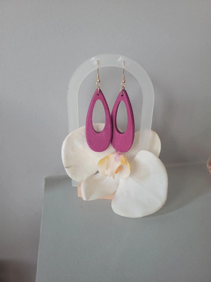 Clips goutte violette en bois - photo numéro 2