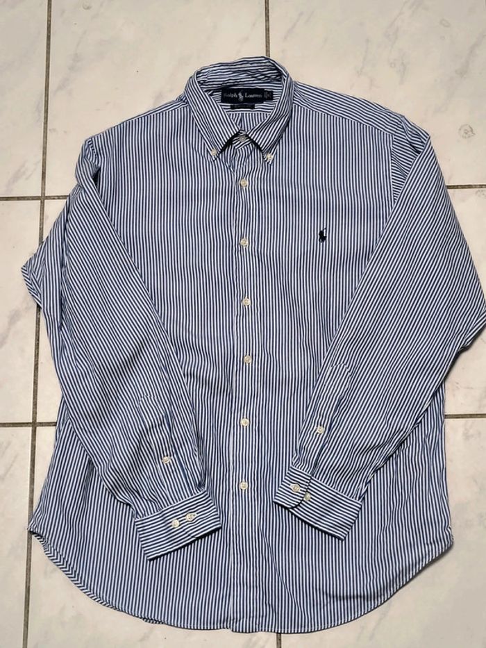 Chemise Ralph Lauren rayée bleu marine & blanc – Classic Fit – Vintage Y2K - photo numéro 4