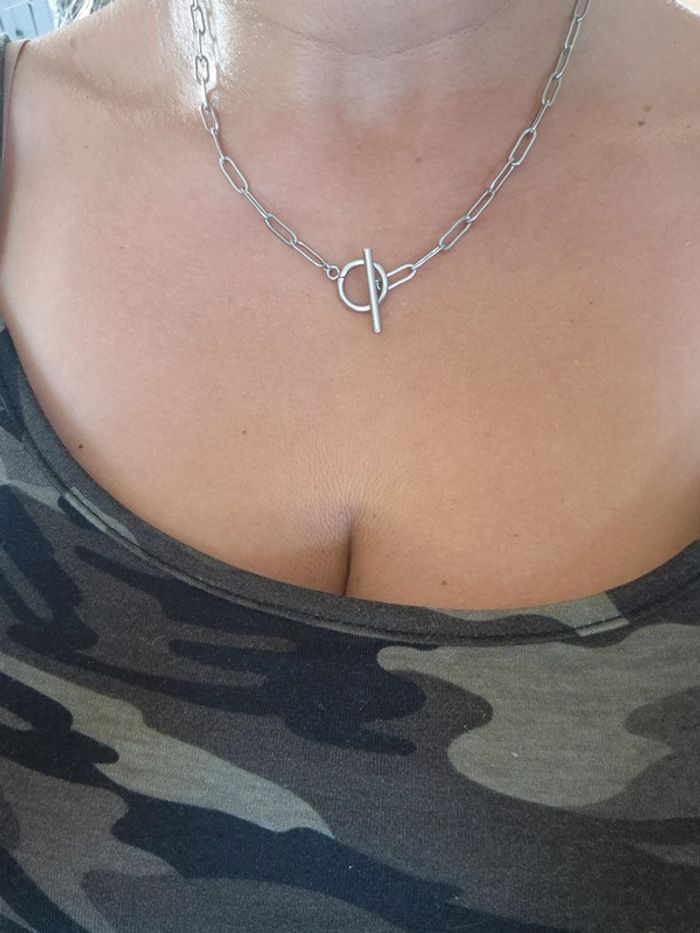 Jolie collier gros maillon en acier - photo numéro 3