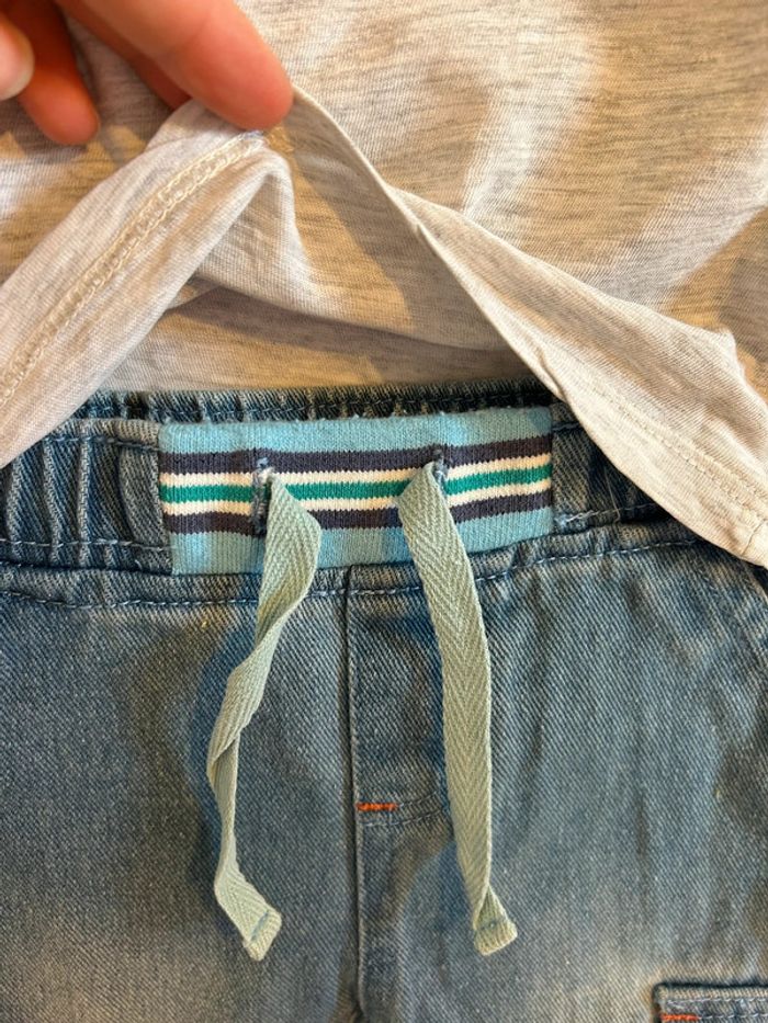 Ensemble bébé 6 mois - T-shirt gris et pantalon jean “Roarrr” - photo numéro 4