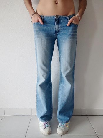 Pantalon Jean Mom évasé patte d'eph bleu clair y2k / Naf Naf - 38/M