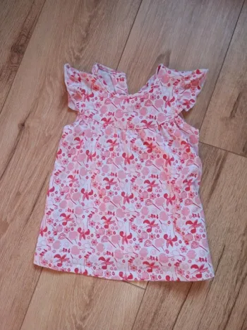 Tunique blanche et rouge fleurie 23mois