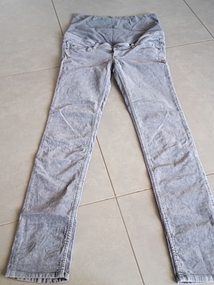 Pantalon velours côtelé gris grossesse  taille 40
