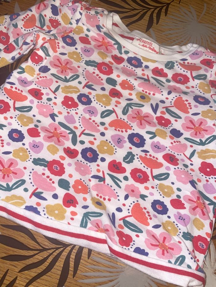Pull blanc à motif fleurs multicolores dpam bb 3 mois - photo numéro 4