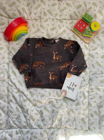 sweat col rond oversize gris à motifs hémo 18 mois