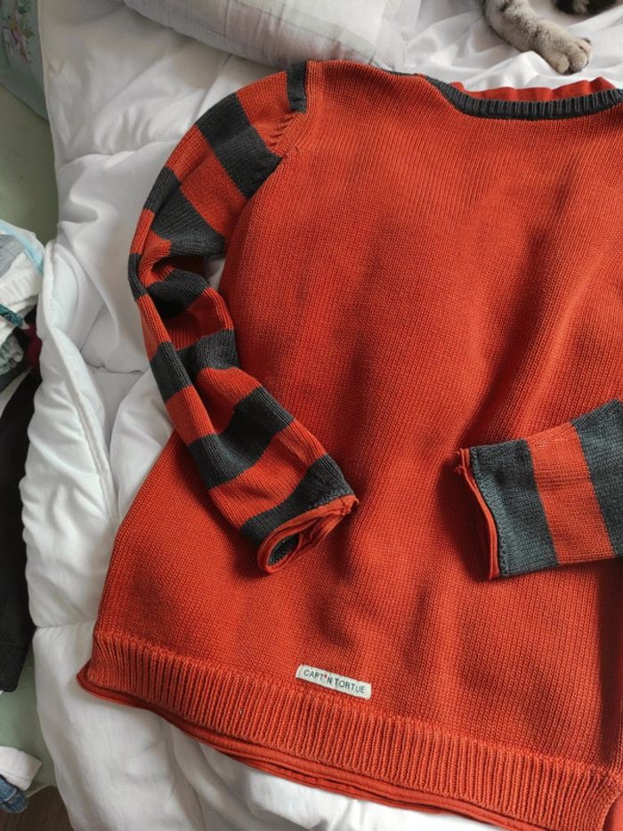 Pull orange et gris anthracite - photo numéro 7