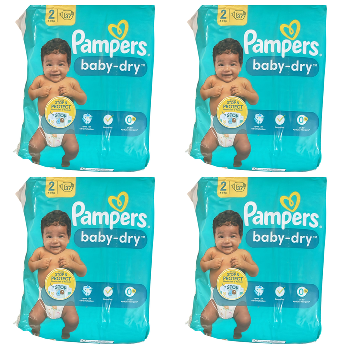 Lot de 148 Couches Pampers Baby Dry 4-8 kg Taille 2 Neuf