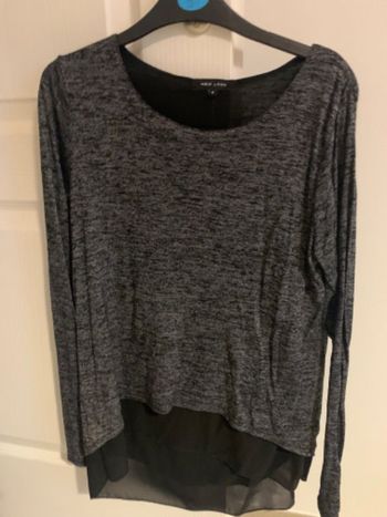 Blouse tunique manches longues gris et noir femme taille s New look