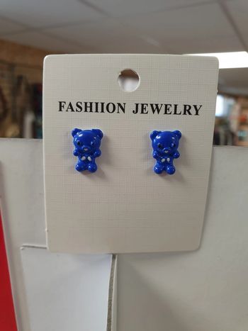 Boucles d'oreilles oursons bleus Neuves