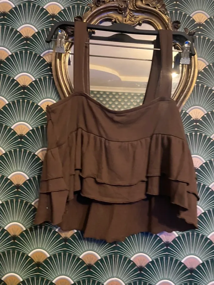 Blouse T-shirt, à volant Zara, taille L - photo numéro 5