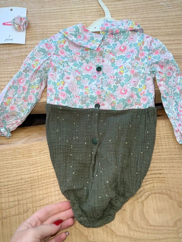 Ensemble barboteuse barrette tenue jacadi liberté betsy tilleul 18 mois fille - photo numéro 4