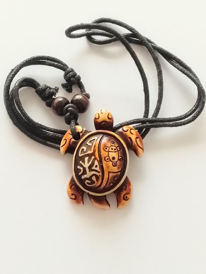 Collier corde réglable, pendentif tortue - photo numéro 2