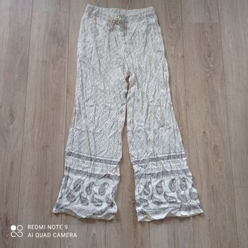 Pantalon à jambes larges crème t38