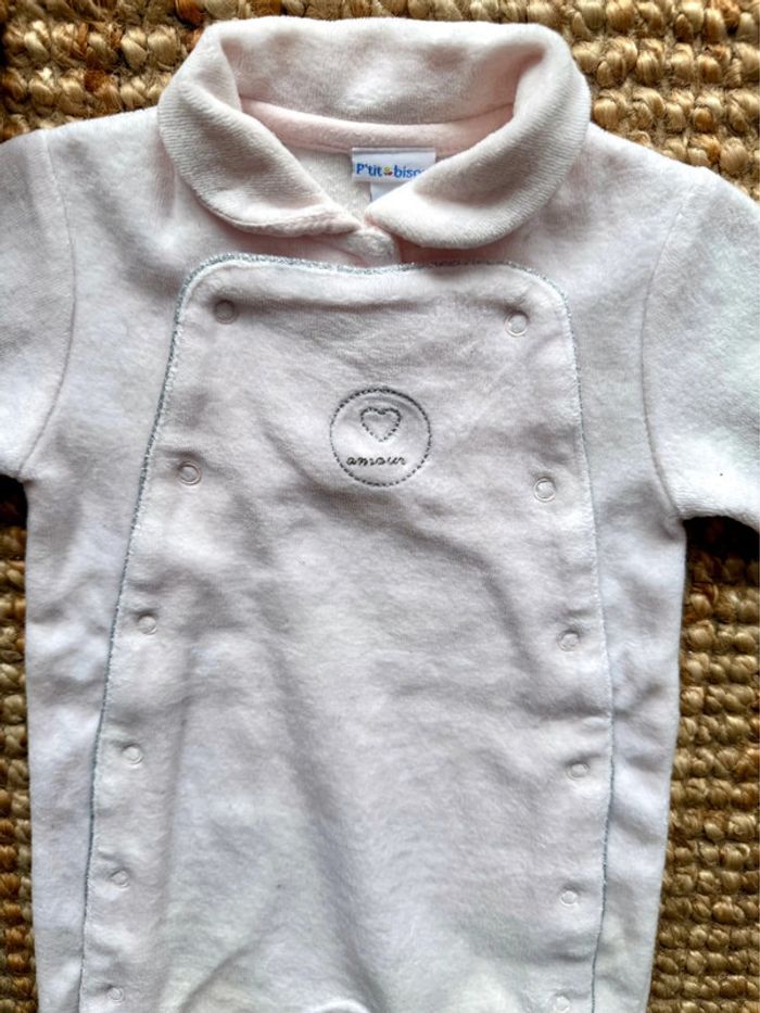 Pyjama velours P’tit bisou 3mois / 60cm - photo numéro 2