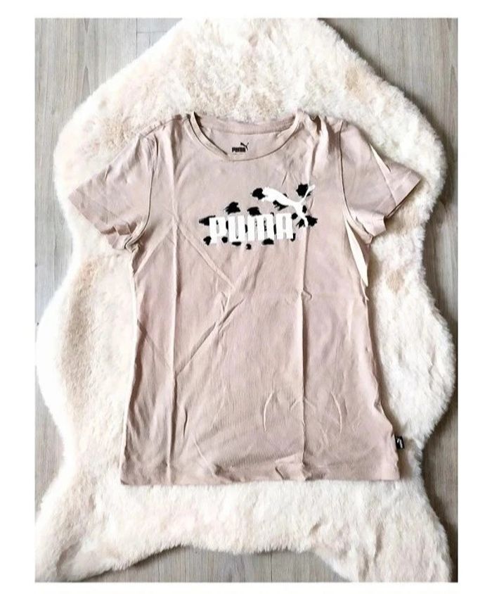 Tee-shirt unisexe coton beige Puma logo classique streetwear enfant ado