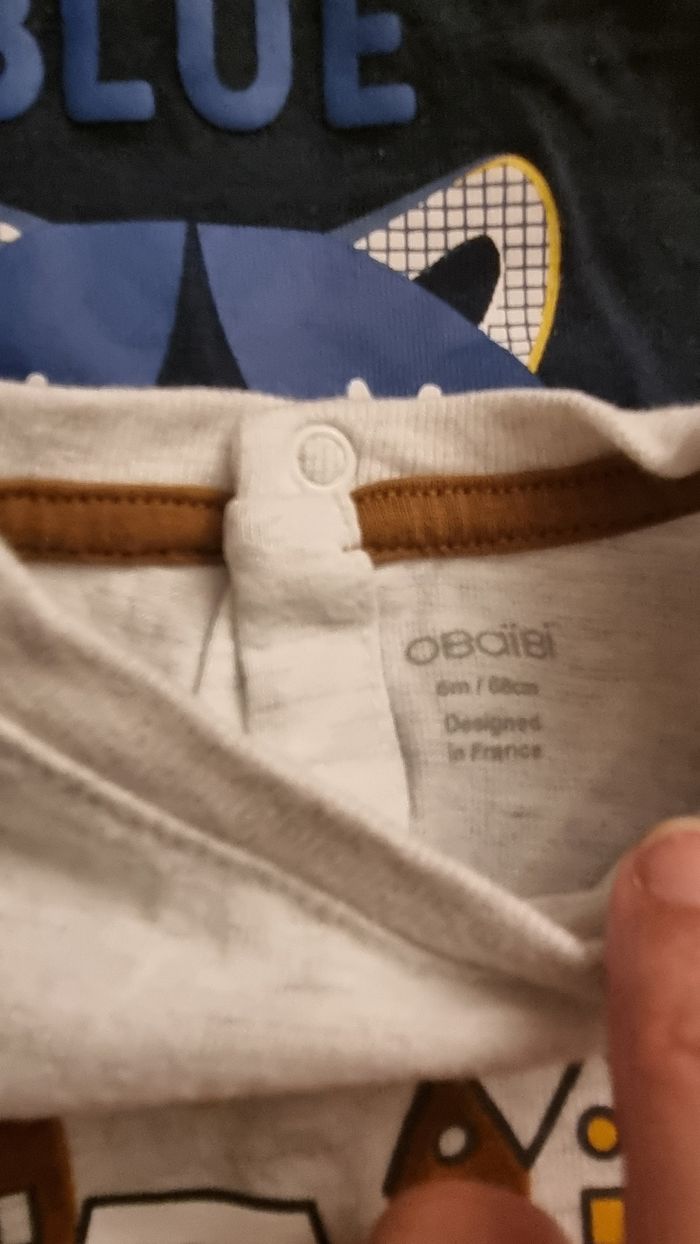 Lot de 2 teeshirt manche longue OBAIBI 6mois - photo numéro 3