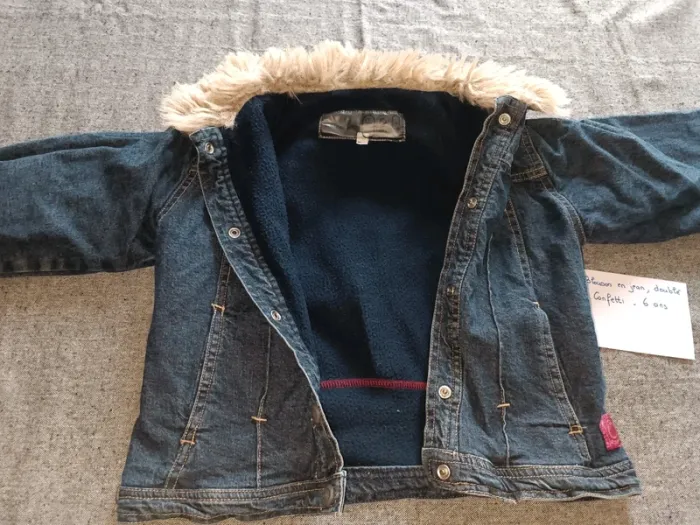 Blouson en jean, doublé, col fourrure, Confetti, 6 ans - photo numéro 2