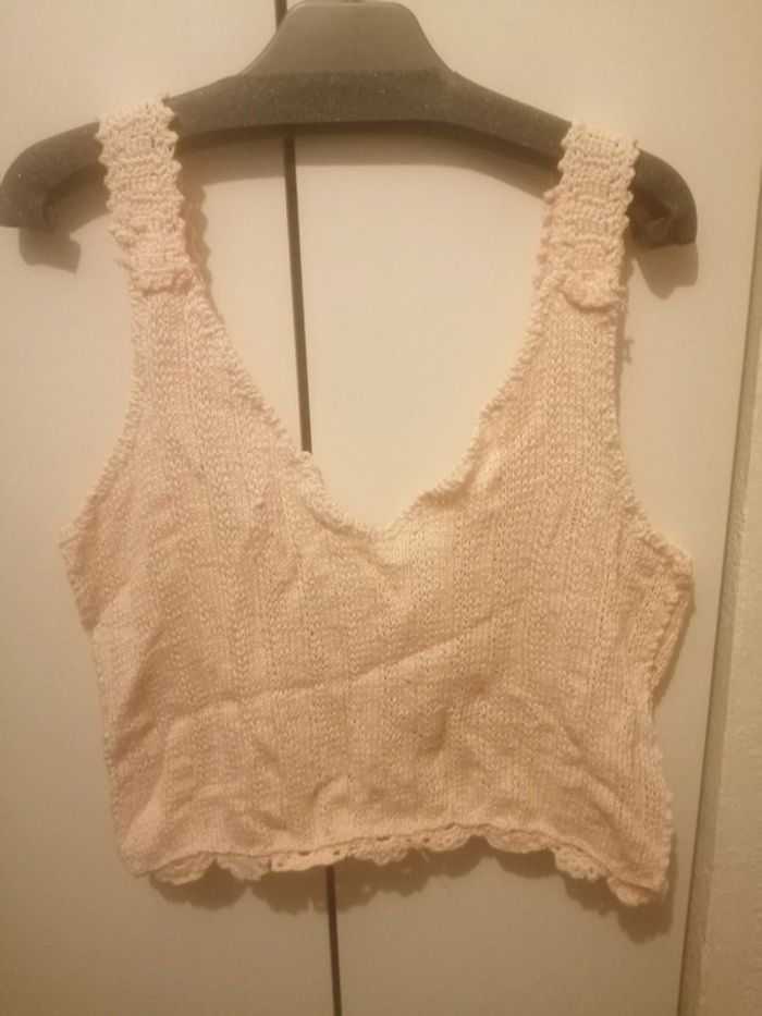 🌸Top court maille saumon Taille 38/40 Vintage 🌸 - photo numéro 2