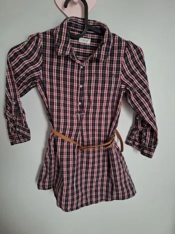 Robe chemise à carreaux bleue marine et rouge Orchestra 6 ans