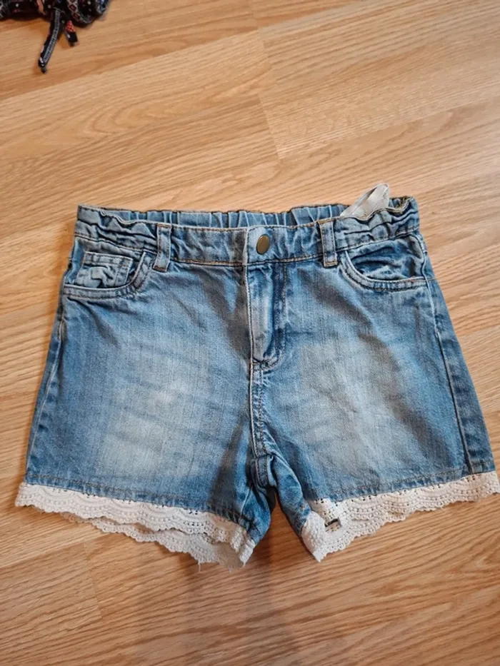 Short jean dentelle