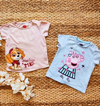 Lot de deux tee-shirts fille 24 mois Pat Patrouille et Peppa Pig