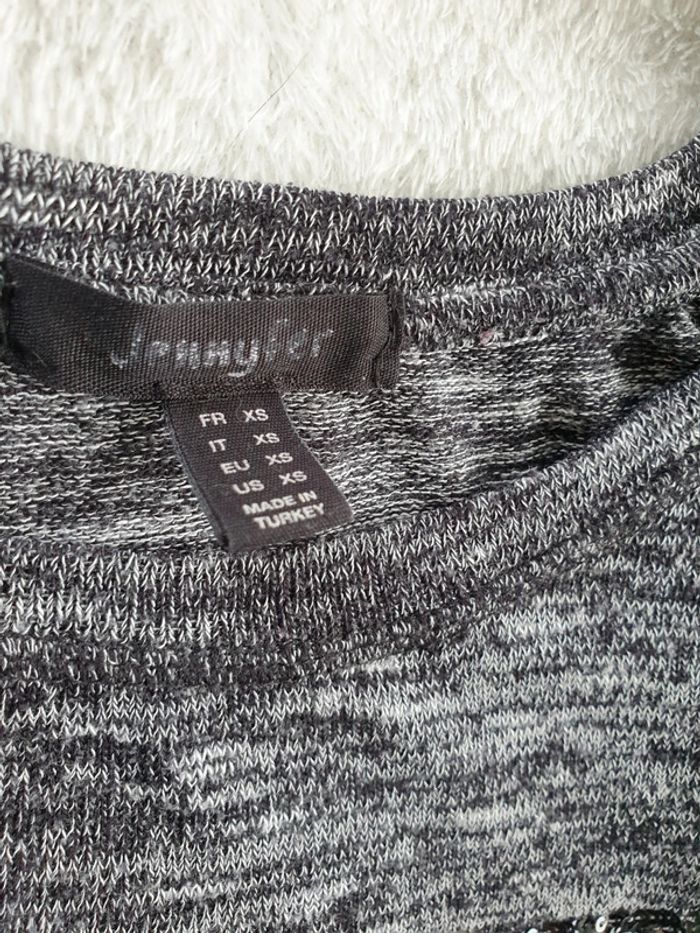 T-shirt manches 3/4 fille gris XS - photo numéro 3