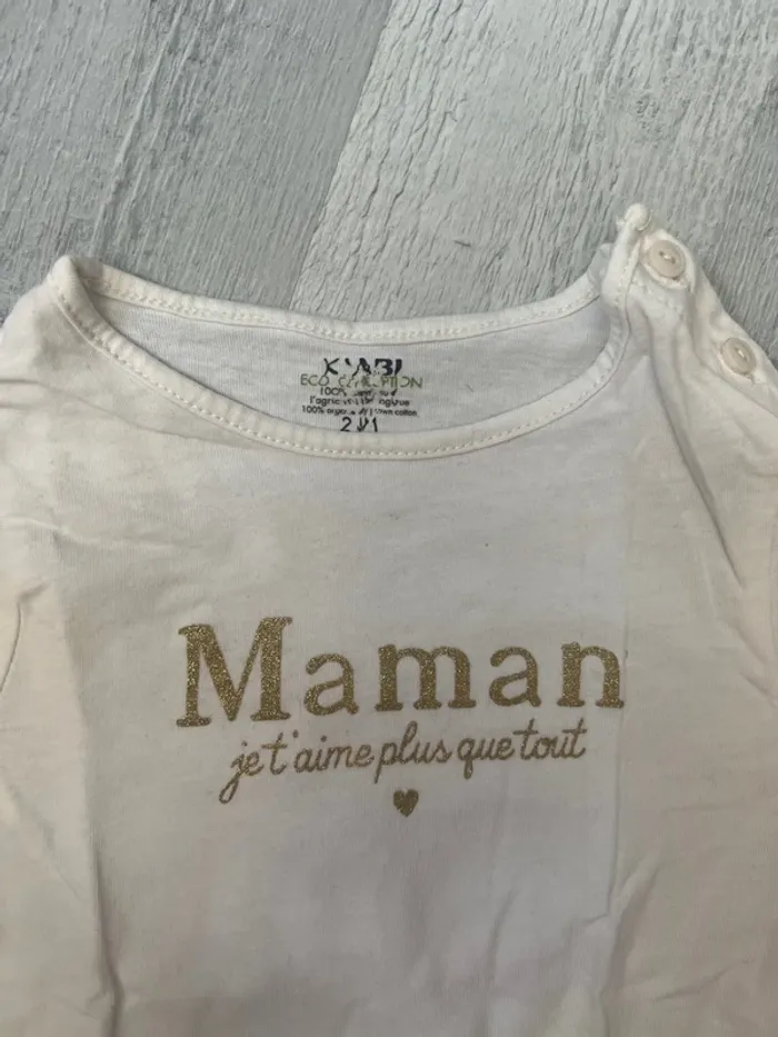 Lot de 2 tee shirt ML Kiabi bébé filles 24 mois - photo numéro 3