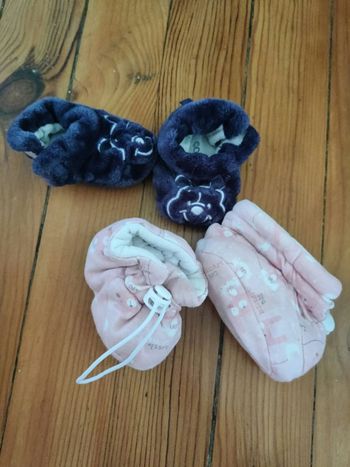 2 paires de Chaussons chauds bébé