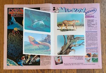 Ancien journal de mickey avec 4 fiches animaux n°1610 de 1983 vintage