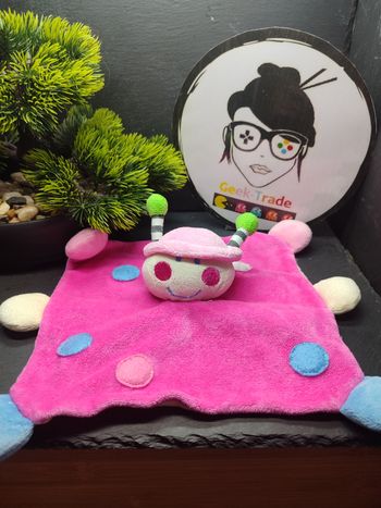 Doudou plat coccinelle rose pois Dodo d'amour mgm bleu vert chapeau bonnet antenne 