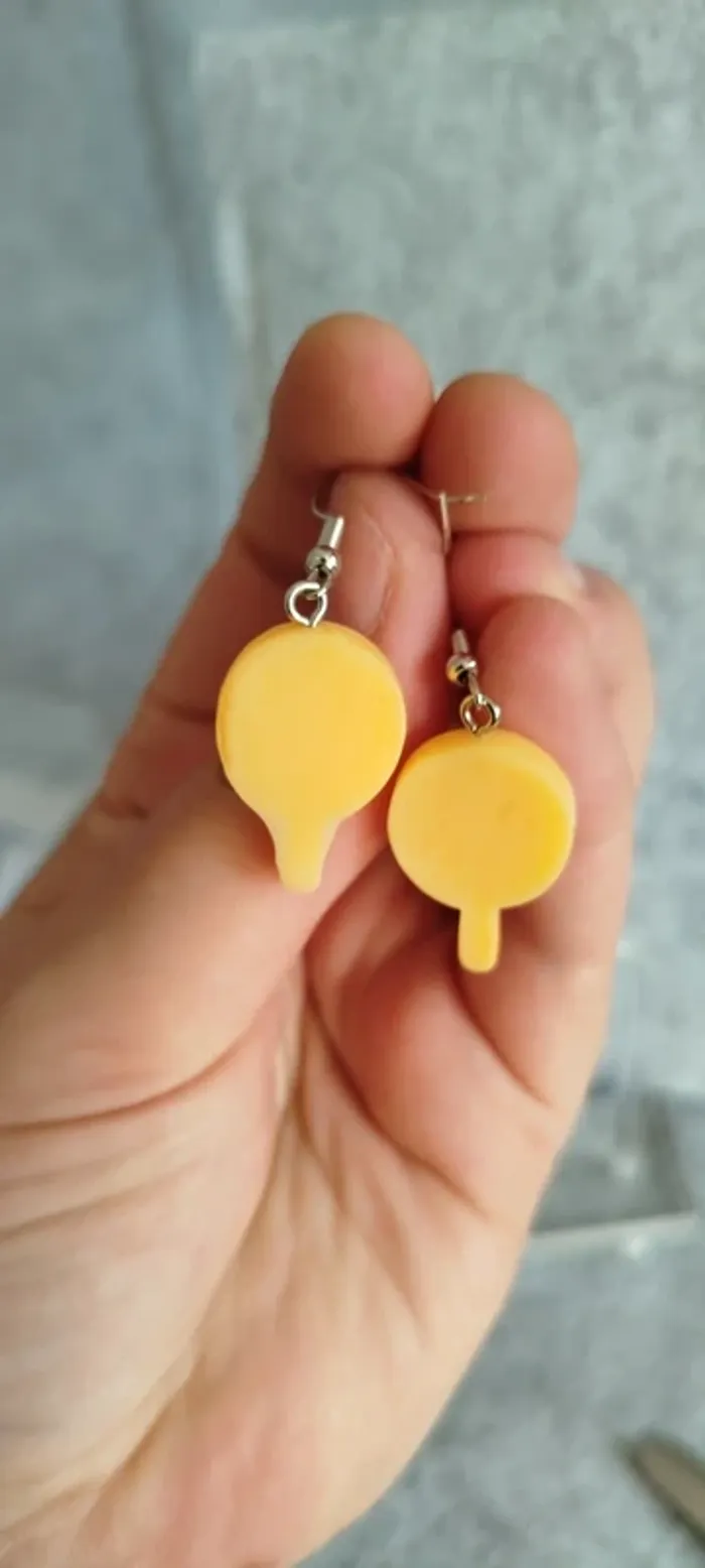 🍄 Boucles d’oreilles ▪ sucette ronde jaune et rose mat - photo numéro 2