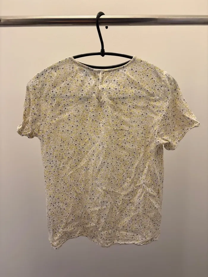 Blouse manche courte jaune et beige - photo numéro 2