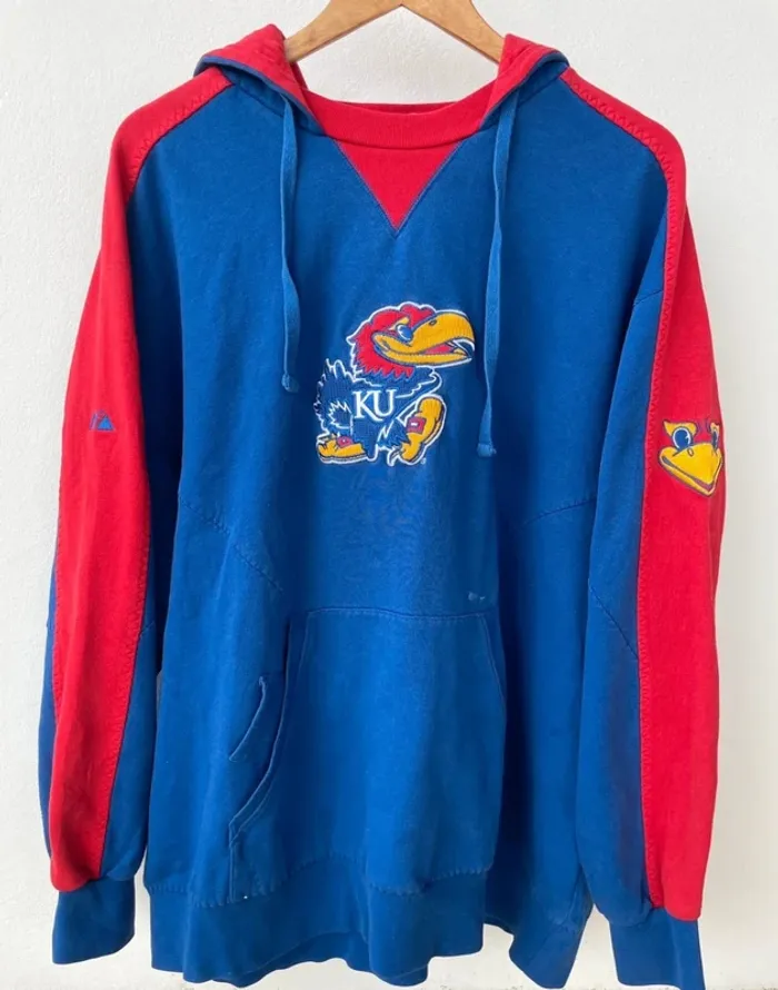 Rare Majestic vintage hoodie varsity US Sport Kansas University Men’s XL