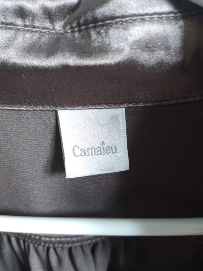 Chemisier blouse manches courtes brillant Camaïeu - photo numéro 3