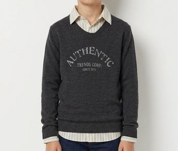 Pull 2-en-1 Gris Anthracite & Chemise Rayée – Taille 12 ans (152 cm )
