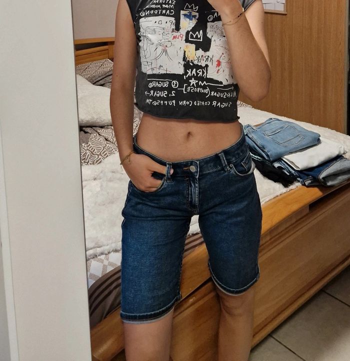 Bermuda femme en jean taille S - photo numéro 2